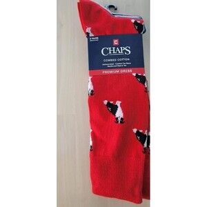 Chaps-  Men's Premium Dress Socks Dog, Stripes and Stars Theme New 3 Pair pk.